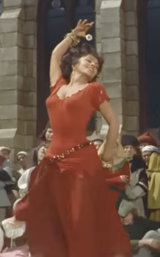 Esmeralda (Gina Lollobrigida) dances, 1956 Hunchback of Notre Dame
